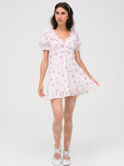 Fiona Floral Mini Dress - White | For Love and Lemons