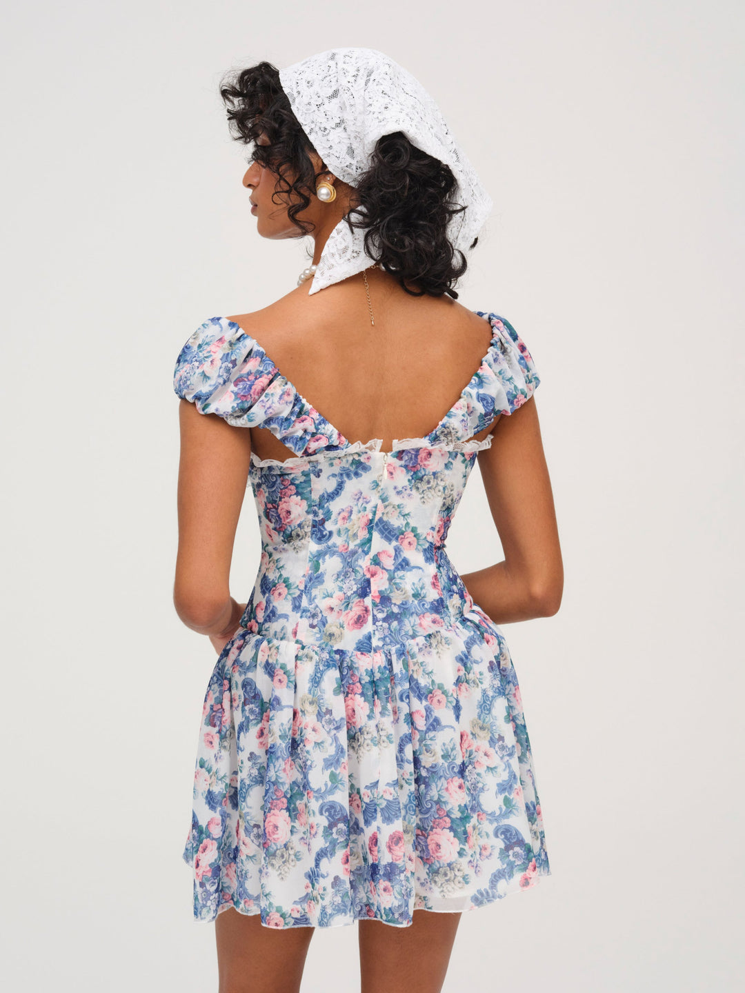 Audrey Floral Mini Dress - Blue | For Love and Lemons