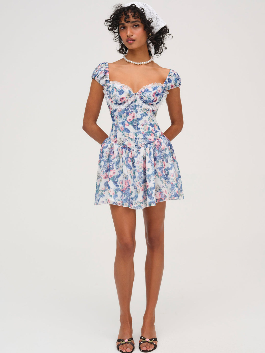 Audrey Floral Mini Dress - Blue | For Love and Lemons
