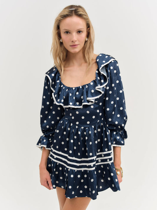 Seaside Dot Mini Dress - Navy | For Love and Lemons