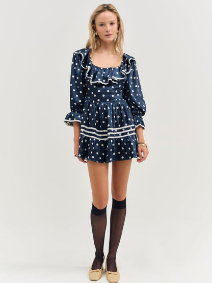 Seaside Dot Mini Dress - Navy | For Love and Lemons