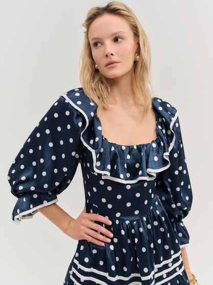 Seaside Dot Mini Dress - Navy | For Love and Lemons