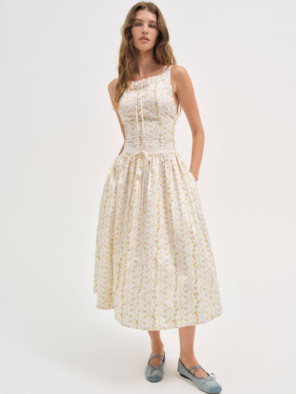 Brigitta Floral Midi Dress - Ivory | For Love and Lemons