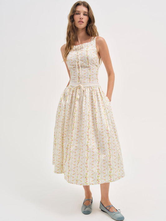 Brigitta Floral Midi Dress - Ivory | For Love and Lemons