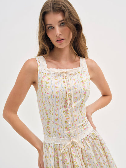 Brigitta Floral Midi Dress - Ivory | For Love and Lemons