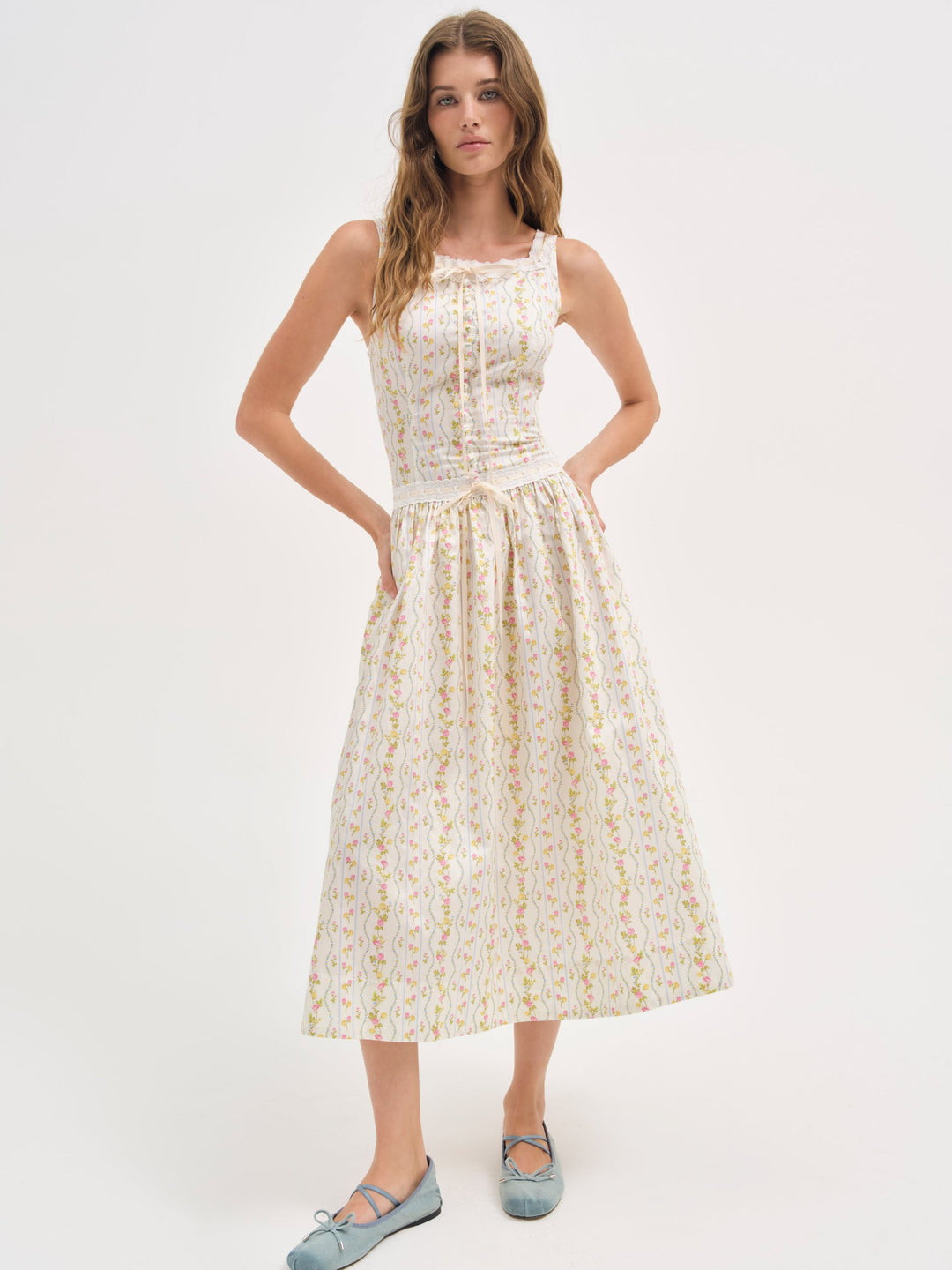 Brigitta Floral Midi Dress - Ivory | For Love and Lemons