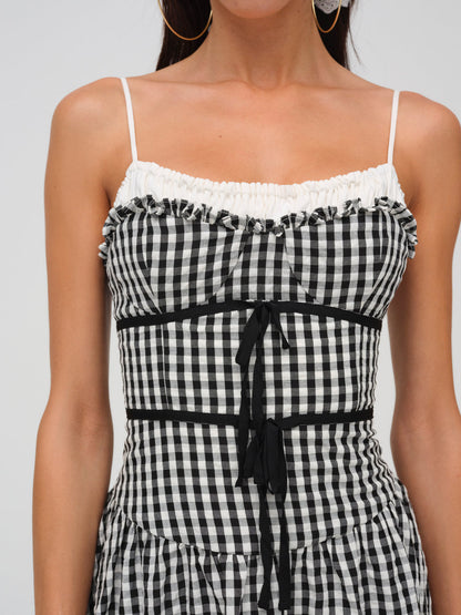 Georgia Gingham Midi Dress - Black | For Love and Lemons