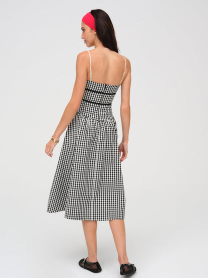 Georgia Gingham Midi Dress - Black | For Love and Lemons