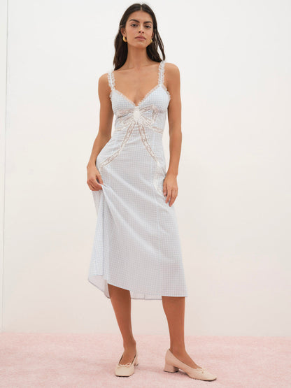 Bluebell Gingham Midi Dress - Blue | For Love and Lemons