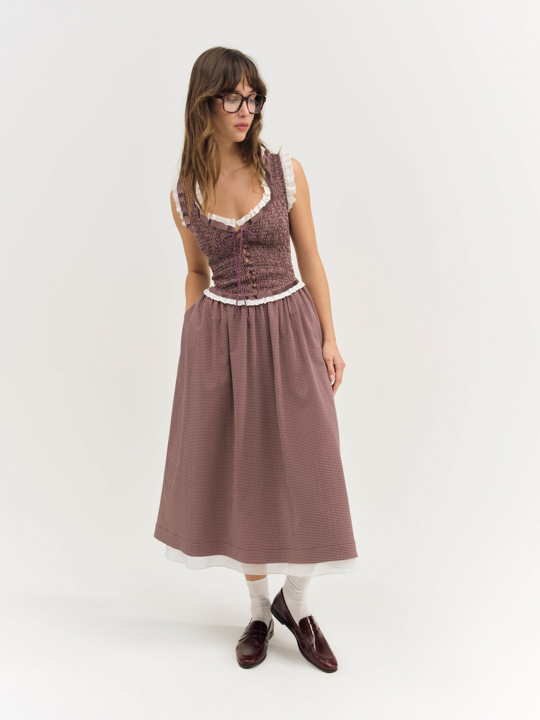 Morgan Midi Dress - Burgundy | For Love and Lemons