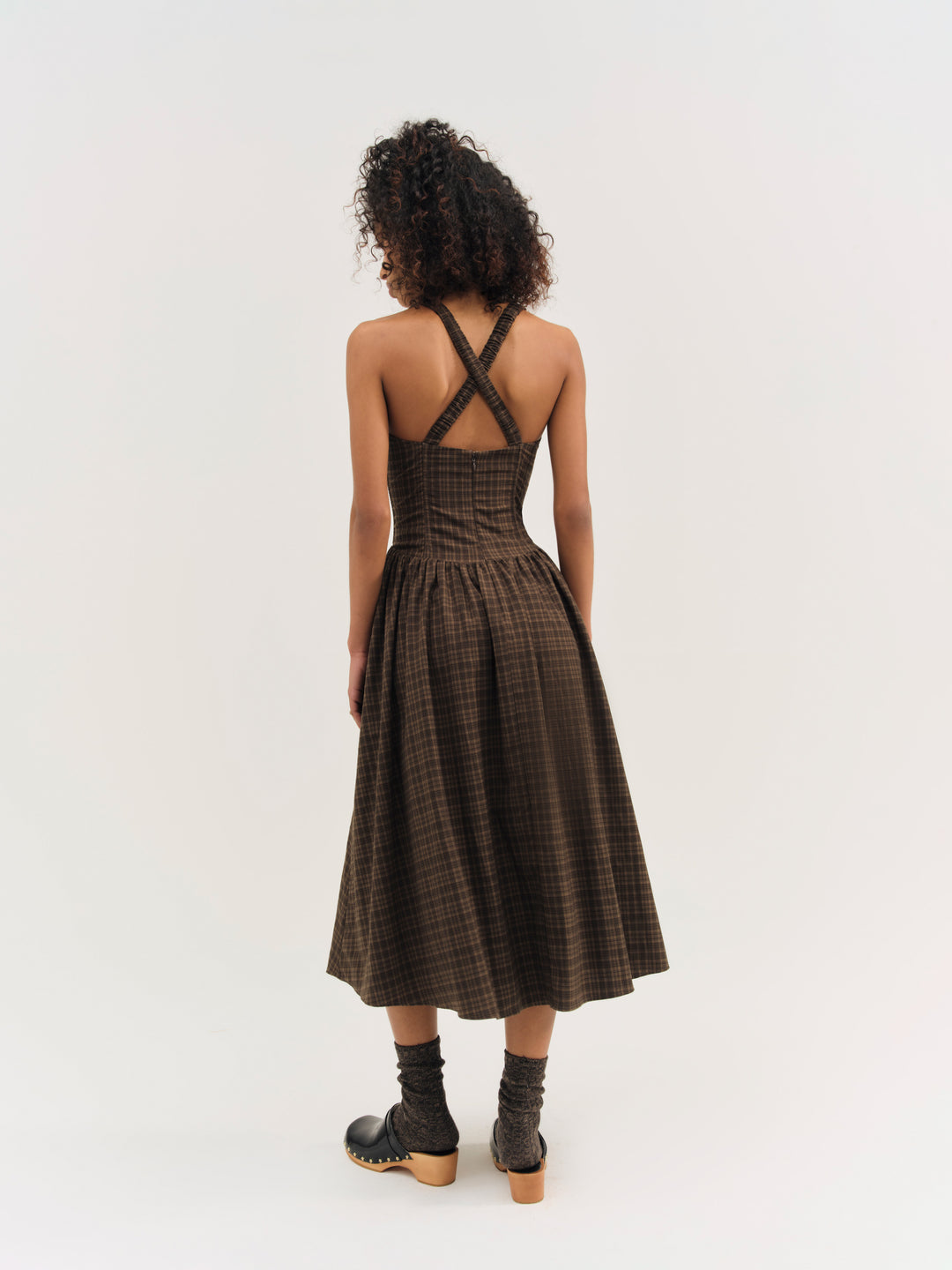University Plaid Midi Dress - Brown | For Love and Lemons