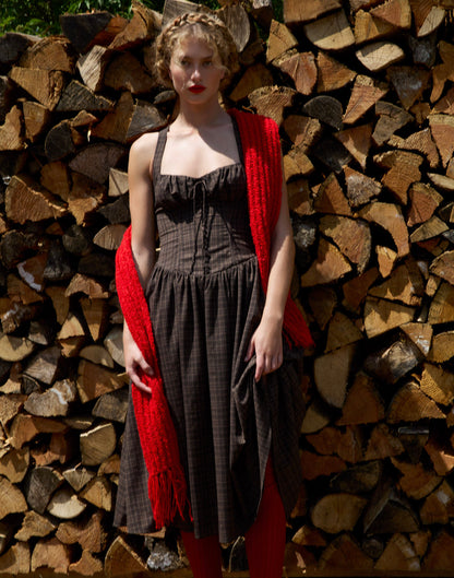 University Plaid Midi Dress - Brown | For Love and Lemons