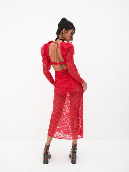 Kana Midi Dress - Red | For Love and Lemons