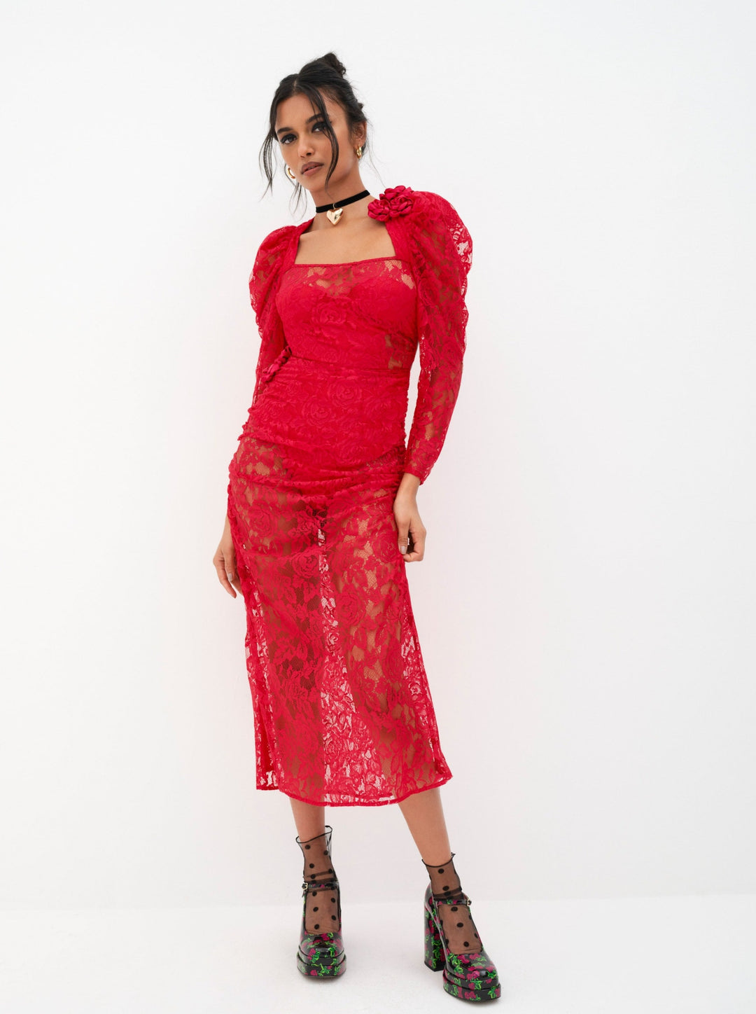 Kana Midi Dress - Red | For Love and Lemons