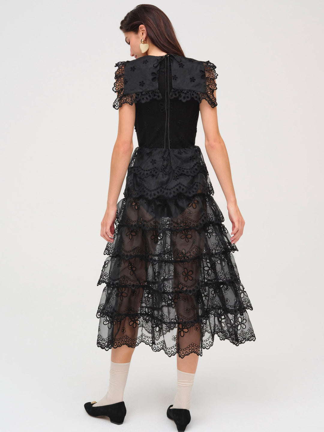 Daisy Eyelet Midi Dress - Black | For Love and Lemons
