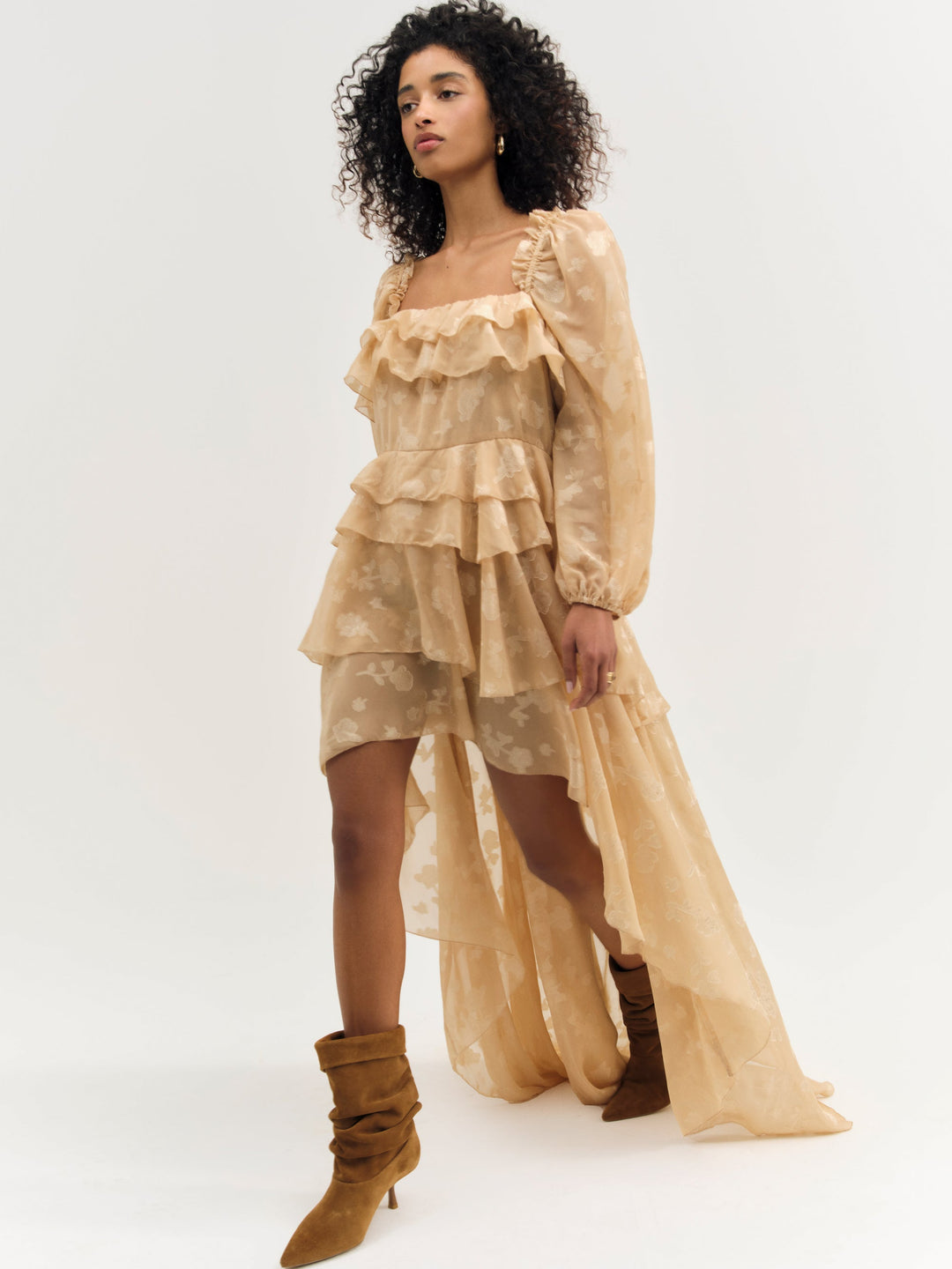 Colette Satin Burnout Maxi Dress - Taupe | For Love and Lemons