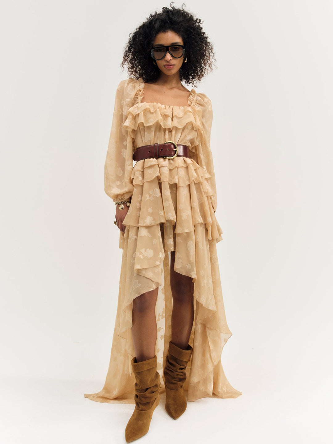 Colette Satin Burnout Maxi Dress - Taupe | For Love and Lemons