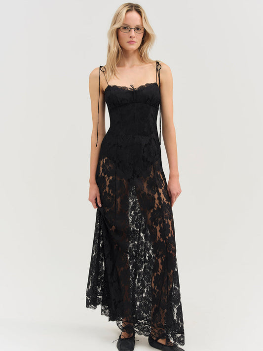 Claudia Rose Lace Maxi Dress - Black | For Love and Lemons