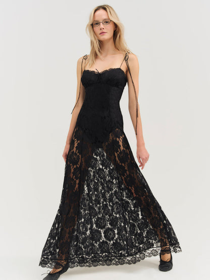 Claudia Rose Lace Maxi Dress - Black | For Love and Lemons