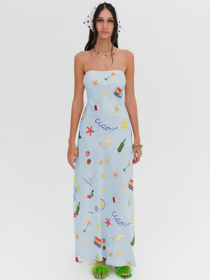 Carla Strapless Maxi Dress - Blue | For Love and Lemons