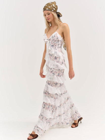 Debby Ruffled Maxi Dress - White | For Love and Lemons