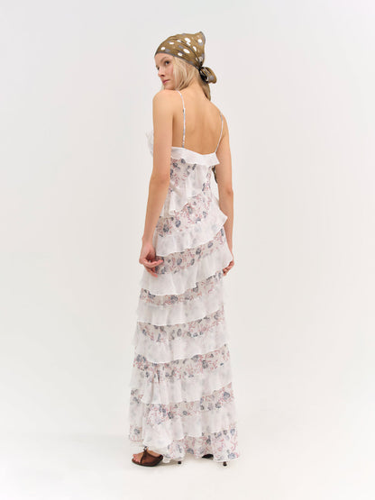 Debby Ruffled Maxi Dress - White | For Love and Lemons