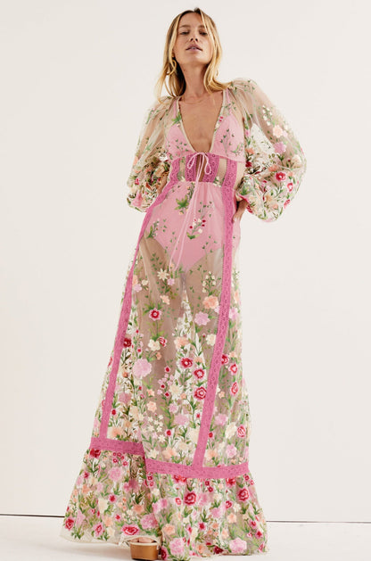 Luna Maxi Dress - Pink | For Love and Lemons