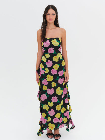 Madison Strapless Maxi Dress - Black | For Love and Lemons